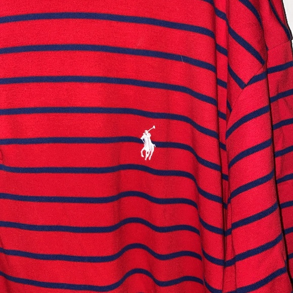 Red & Navy striped polo Shirt - Picture 2 of 3